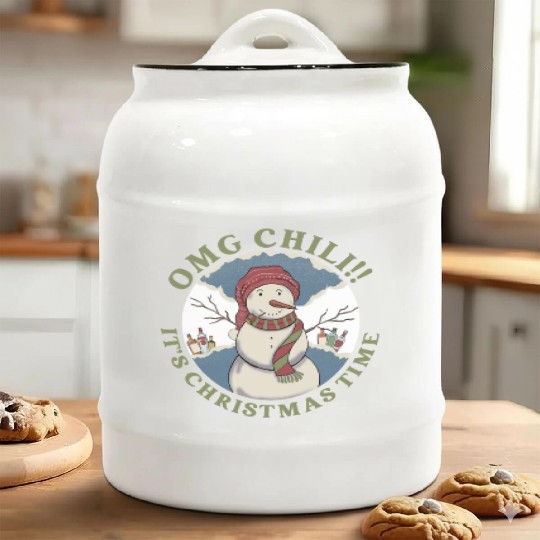 Omg Chili!! It's Christmas Time Apparel Ceramic Cookie Jars