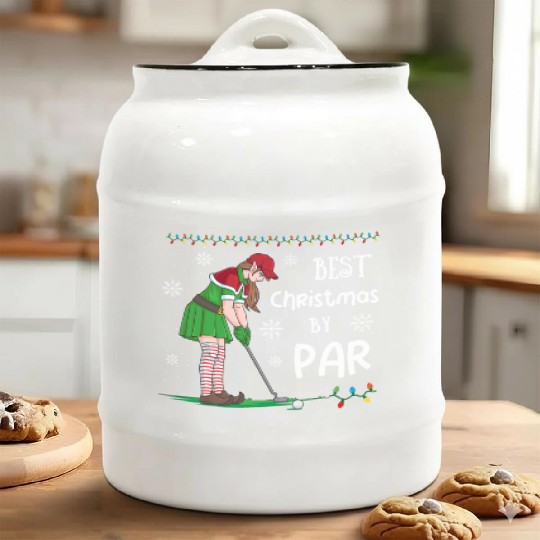 Golf Elf Pun Golfer Christmas Golfing Ceramic Cookie Jars