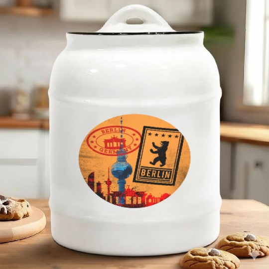 Berlin Germany German City Skyline Vintage Retro Ceramic Cookie Jars