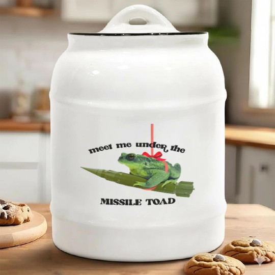 Meet me under the missile toad – mistletoe pun Ceramic Cookie Jars