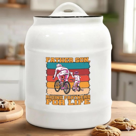 Father Son, Riding Partners For Life Ceramic Cookie Jars
