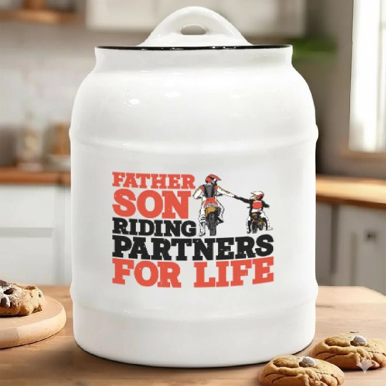 Father Son, Riding Partners For Life 3 Ceramic Cookie Jars