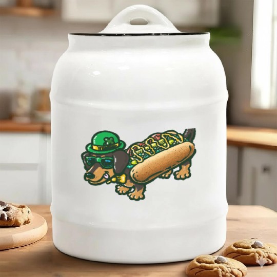 St Patrick's Day Chicago Dog Ceramic Cookie Jars