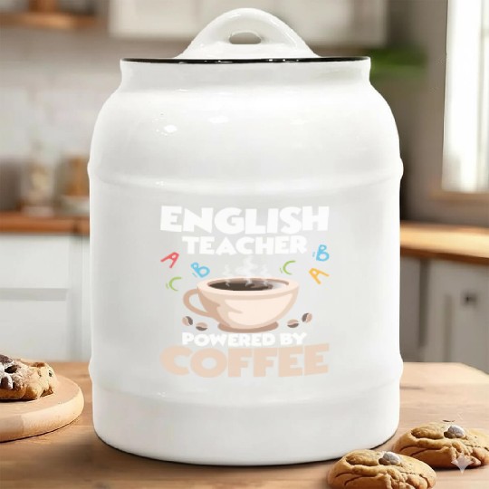 English Teacher Powered By Coffee Language Grammar Ceramic Cookie Jars