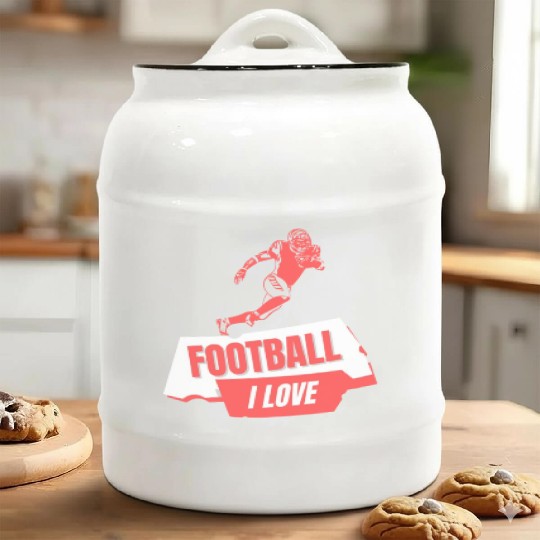 I Love Football Game Day Ceramic Cookie Jars, Football Ceramic Cookie Jars