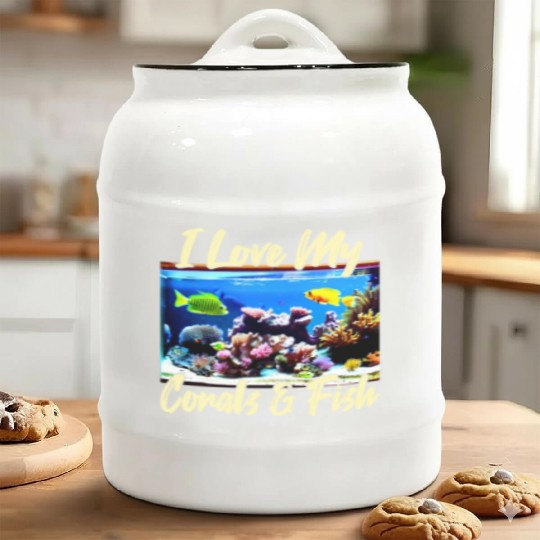 Saltwater aquarium coral fish Ceramic Cookie Jars