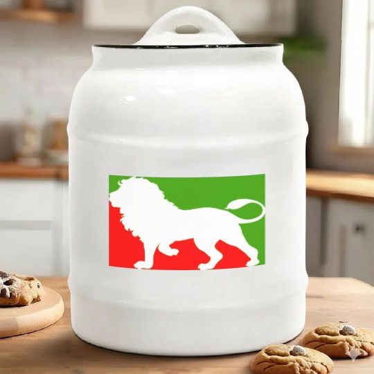 CUTE MODERN UNIQUE LION RED AND GREEN Ceramic Cookie Jars