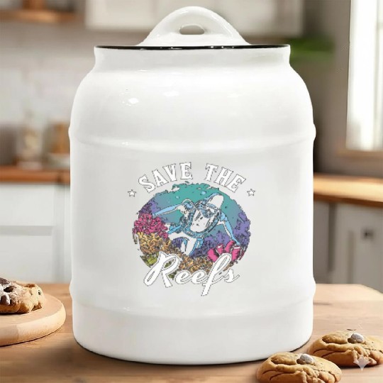 Marine Biology Save The Reefs Underwater Ecology Ceramic Cookie Jars
