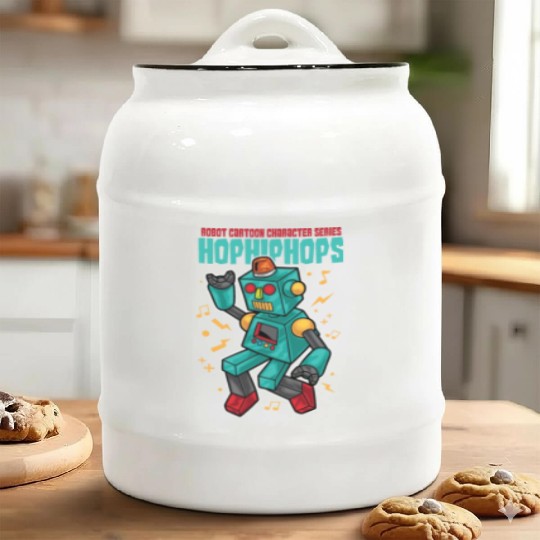 Robot Urban Hip-hop Cartoon Ceramic Cookie Jars