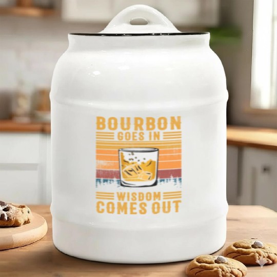 Bourbon Goes In Wisdom Comes Out Ceramic Cookie Jars