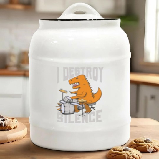 I Destroy Silence Drummer Band Music Beat Drum Ceramic Cookie Jars