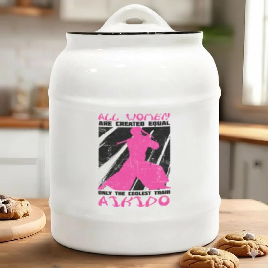 Aikido Women Japan Taekwondo Karate Martial Arts Ceramic Cookie Jars