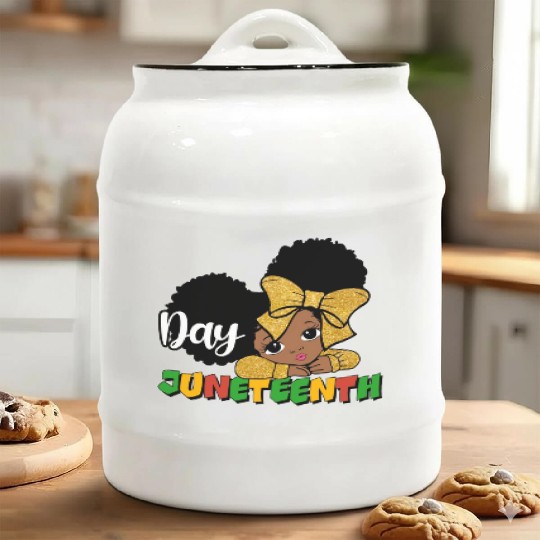 Juneteenth Day Celebration Afro Girl Ceramic Cookie Jars