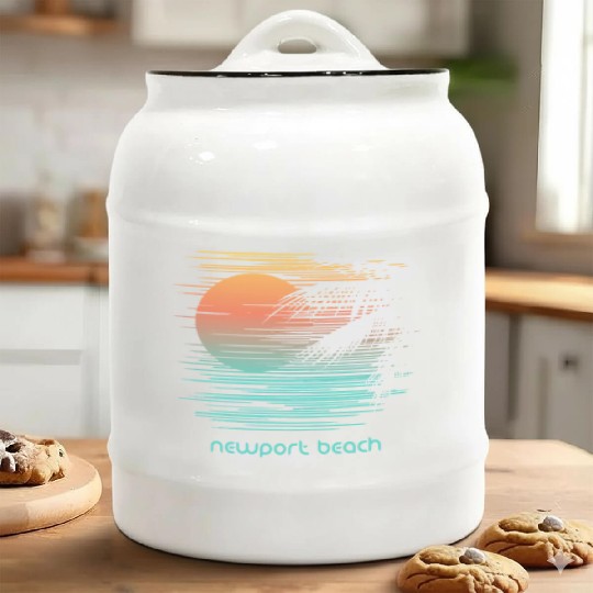Artistic Newport Beach California Palm Tree Ceramic Cookie Jars