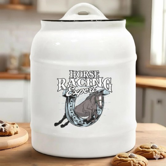 Horse Racing Equestrian Horseback Horse Racer Ceramic Cookie Jars