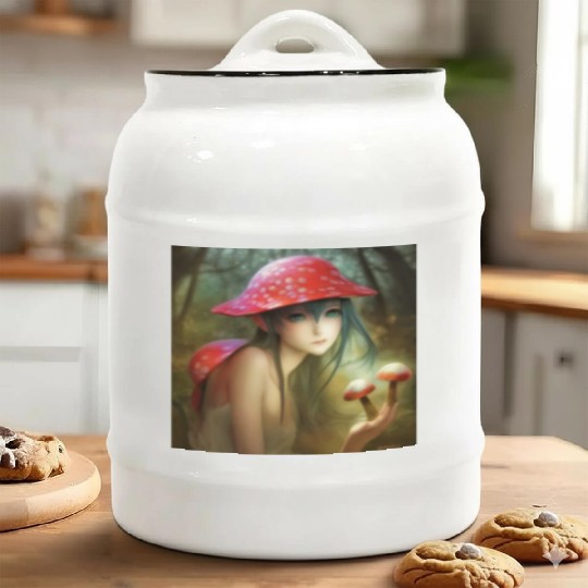 Fungi Fairy Ceramic Cookie Jars