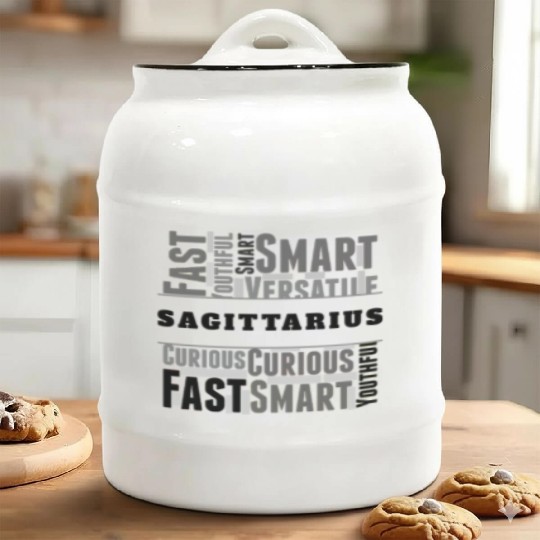 Sagittarius Zodiac Star Sign Word Cloud Square Mon Ceramic Cookie Jars