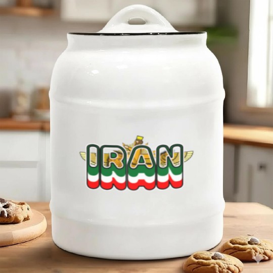 Iran Lion Sun Farvahar Ceramic Cookie Jars