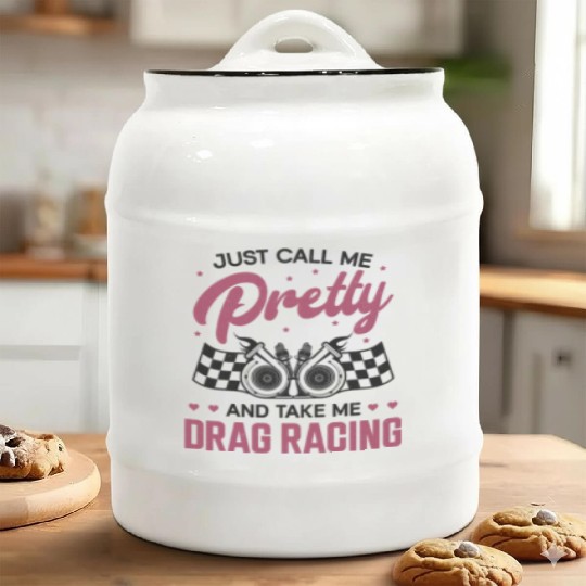 Drag Racing Race Car Girl Just Ceramic Cookie Jars