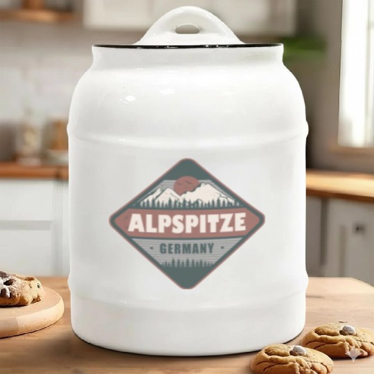 Alpspitze Bavaria Germany Vintage Hiking Design Ceramic Cookie Jars
