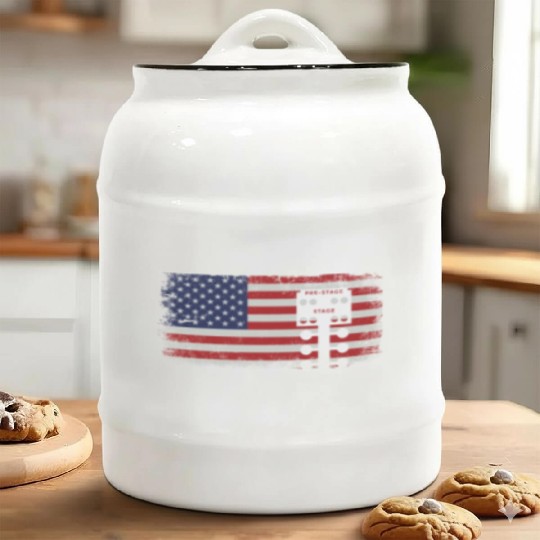 Drag Racing Race Car American Flag Ceramic Cookie Jars
