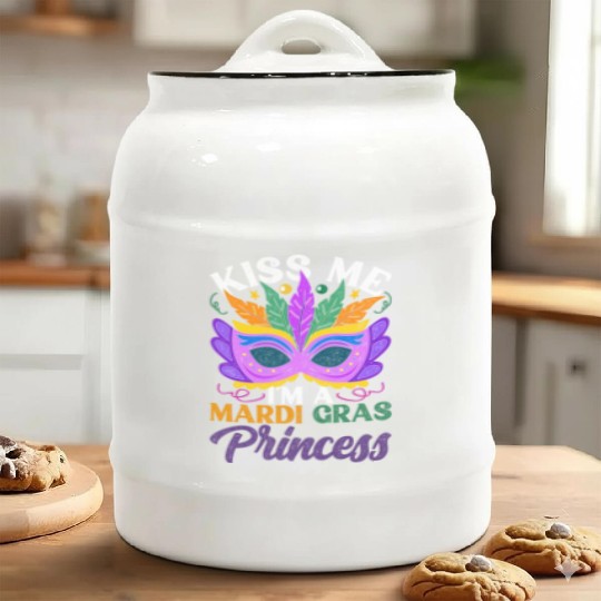 Mardi Gras - Kiss Me I’m a Mardi Gras Princess Ceramic Cookie Jars