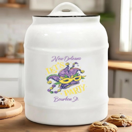 Mardi Gras Bourbon Street New Orleans Souvenir Lou Ceramic Cookie Jars