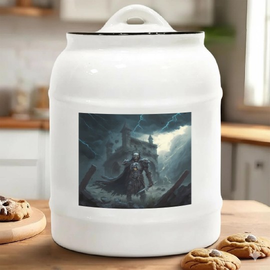 Death Knight in Thunderstorm Ceramic Cookie Jars
