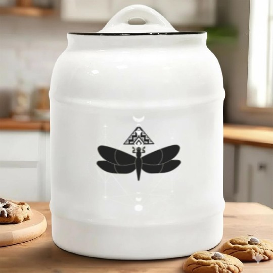 Minimalist Insect Celestial Dragonfly Sacred Geome Ceramic Cookie Jars