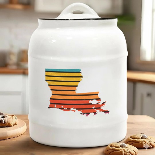 Louisiana sticker retro Ceramic Cookie Jars
