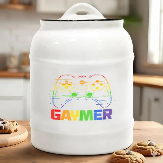 Gaymer LGBT Rainbow Flag Ceramic Cookie Jars