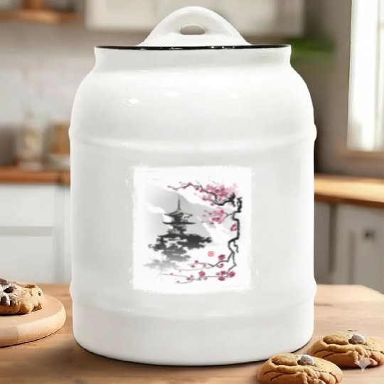 Cherry Blossom Jiin Japan Nature Ceramic Cookie Jars