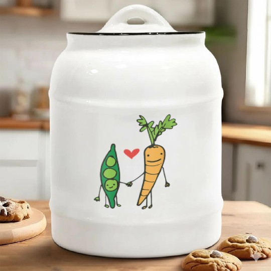 womens carrot and peas v neck Ceramic Cookie Jars