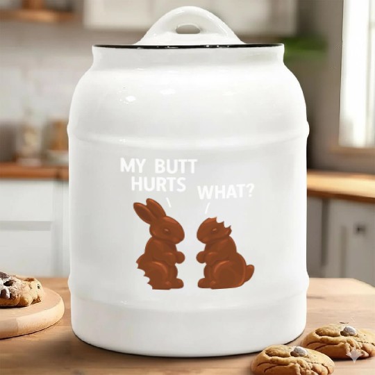 My Butt Hurts Chocolate Bunny Funny Easter Ceramic Cookie Jars