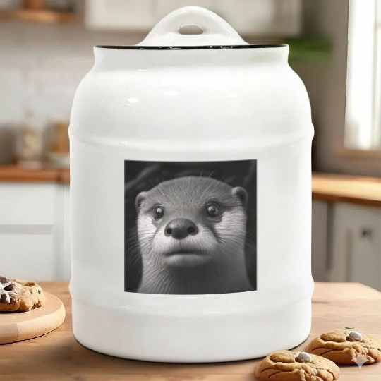Fashionable Otter Design Cool Sea Otter With Blue Ceramic Cookie Jars