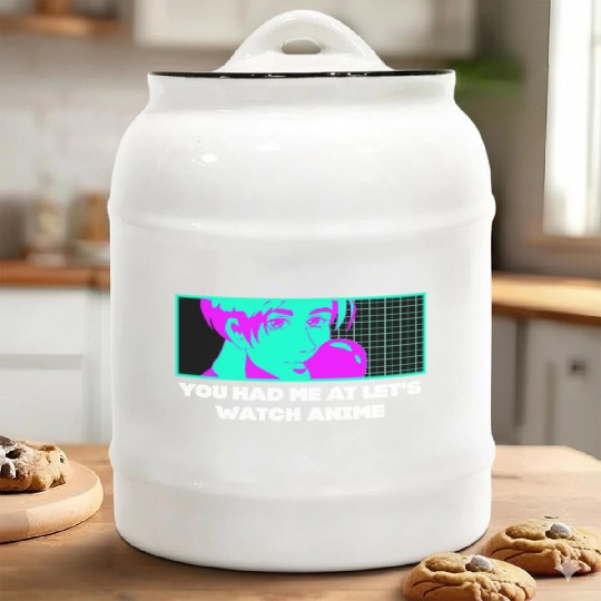 Had Me at Lets Watch Anime Couples Japanese Lovers Ceramic Cookie Jars