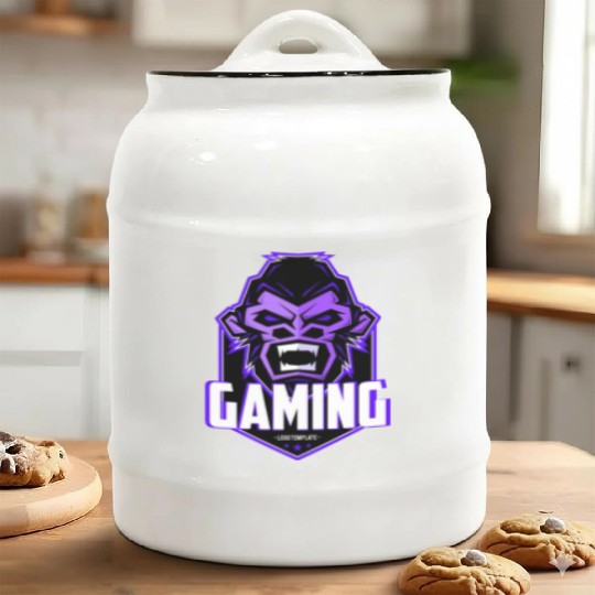 Angry gaming monkey Ceramic Cookie Jars