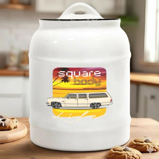 square Santa Fe Tan Ceramic Cookie Jars