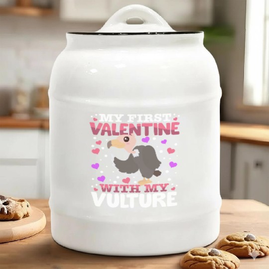 My First Valentine With My Vulture Animal Heart Ceramic Cookie Jars