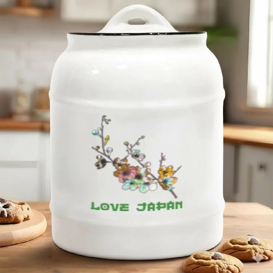Cherry Blossom Sakura Tree Symbol Word Kanji Love Ceramic Cookie Jars