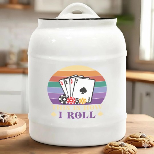 Poker Casino Poker Player Gambling Roulette Gift Ceramic Cookie Jars