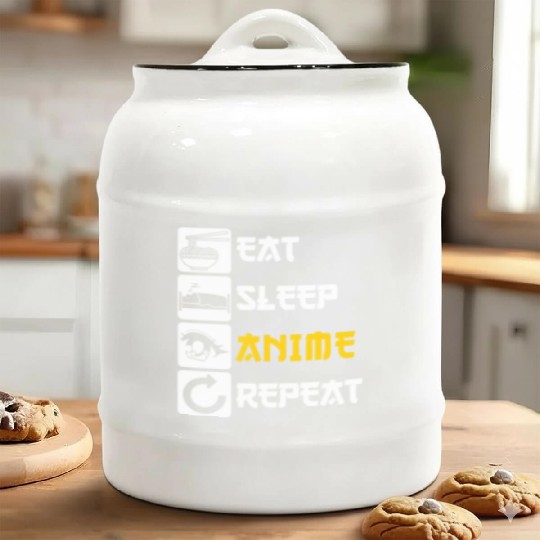 Eat Sleep Anime Repeat | Manga Japan Saying Cospla Ceramic Cookie Jars