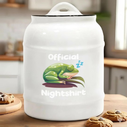 Cute Frog Sleepshirt Nightwear Nightshirt Sleep Ceramic Cookie Jars