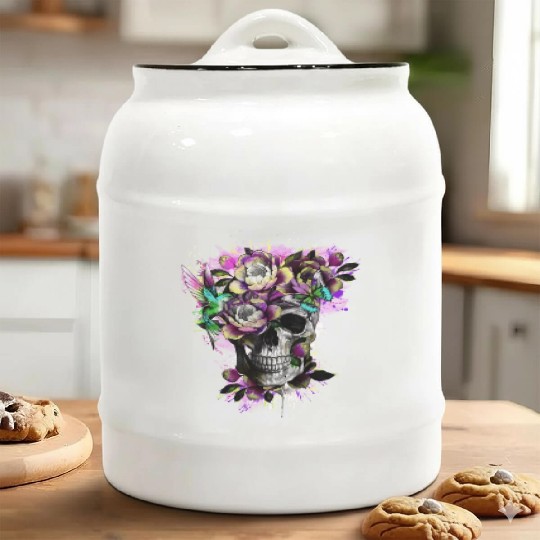 Flower Skull Streetwear Ceramic Cookie Jars