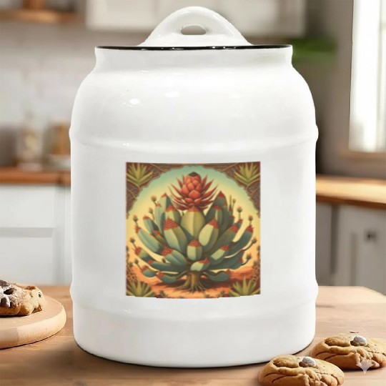 Agave Plant Collectors Agave Mexican Folk Painting Ceramic Cookie Jars