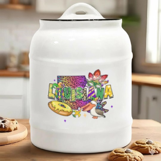 New Orleans Men Women Louisiana Mardi Gras Outfit Ceramic Cookie Jars