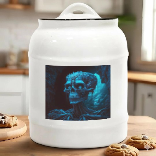 Glamour shot of a skeletal dark witch Ceramic Cookie Jars