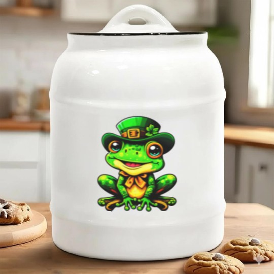 The Magical St. Patrick's Day Frog Ceramic Cookie Jars