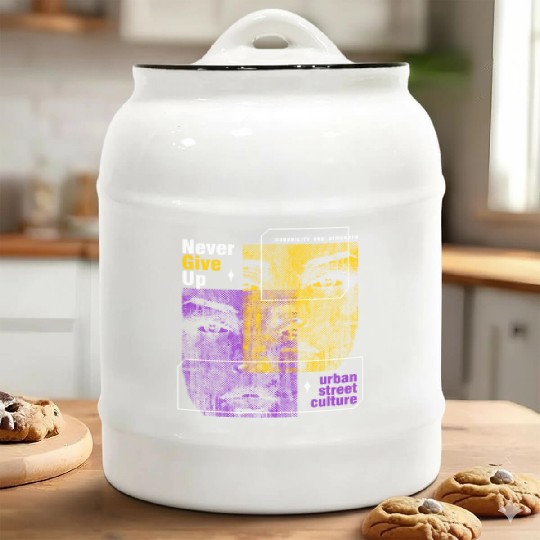 Never Give Up Streetwear Ceramic Cookie Jars