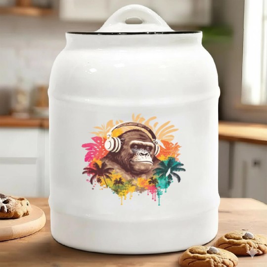 Gorilla DJ Music Ceramic Cookie Jars